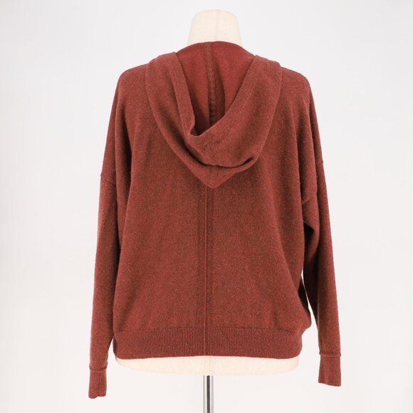 WRAP LONDON Cashmere Organic Cotton Zip-Up Hoodie Merlot Chilli Size US 14 - Picture 5 of 9